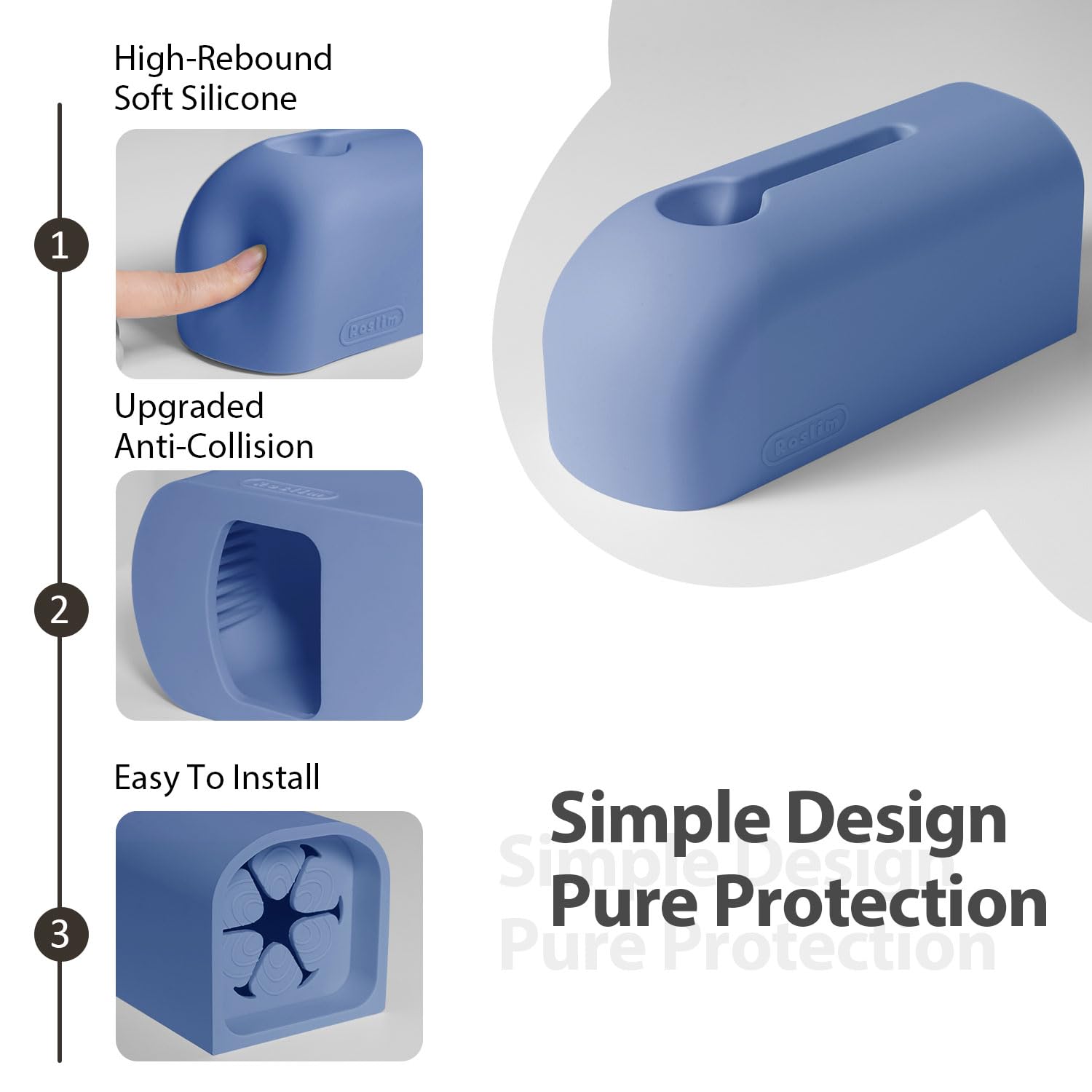 Roslim faucet cover in indigo fitted over tub spout for universal safety.
