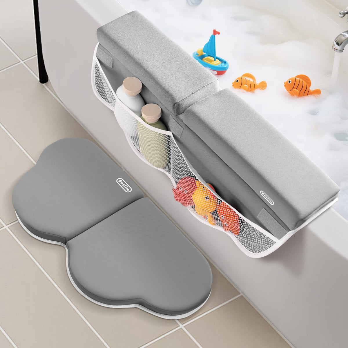 Roslim bath kneeler foam pad delivers plush knee comfort during bath time.