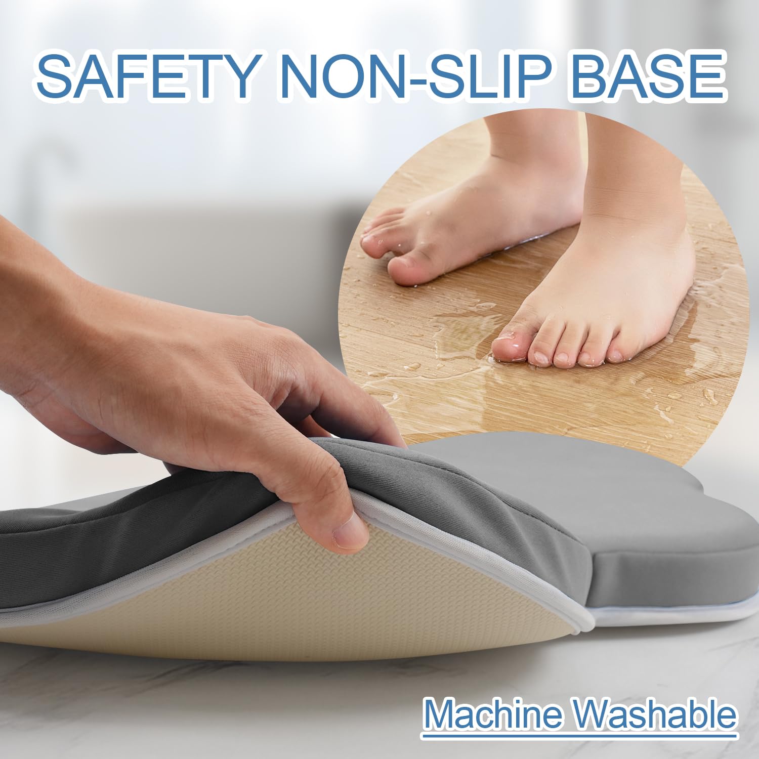 Roslim bath kneeler in grey color blends with bathroom decor and practicality.