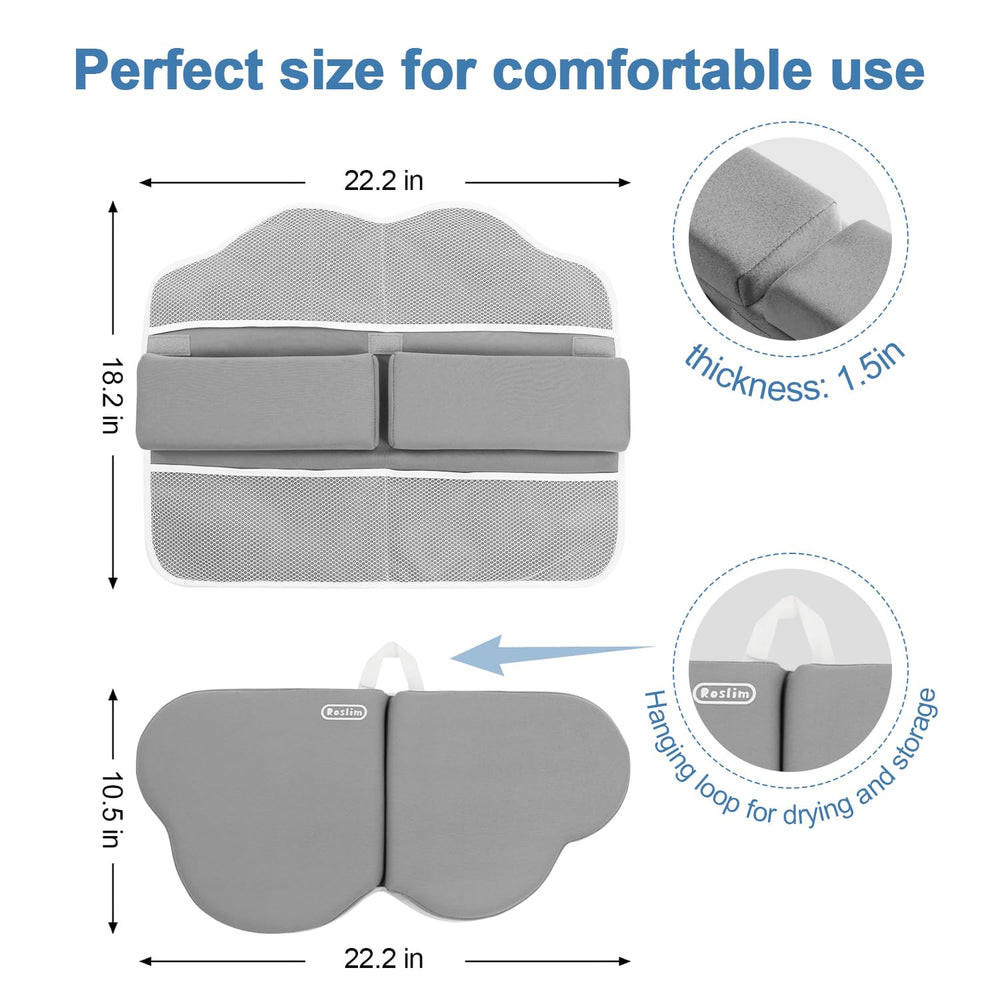 Roslim bath kneeler with non-slip base stays steady on wet surfaces.