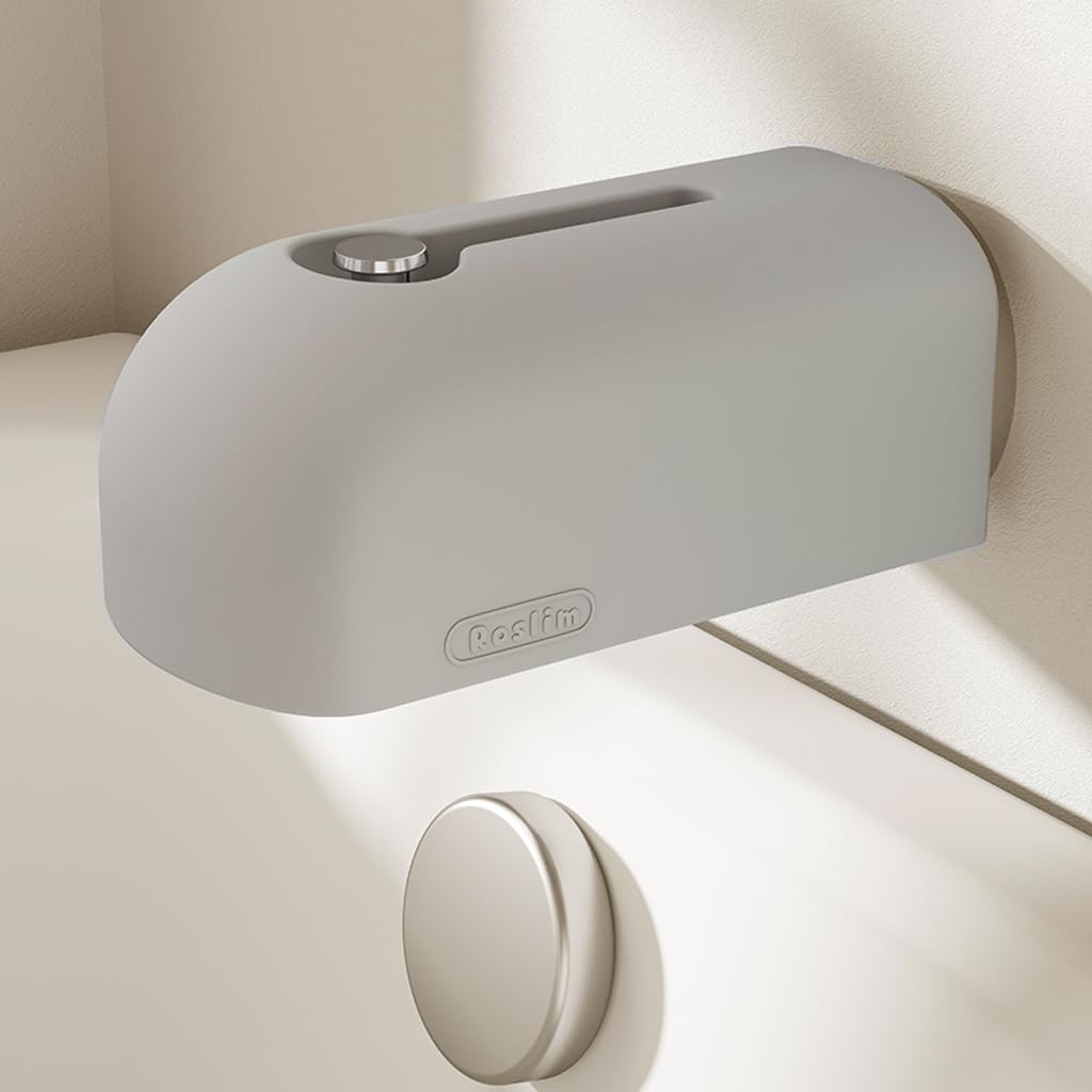 Roslim faucet cover in grey front view demonstrates soft silicone protection during bath