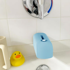 Roslim toddler safety faucet cover blue-fit demonstrates universal compatibility.