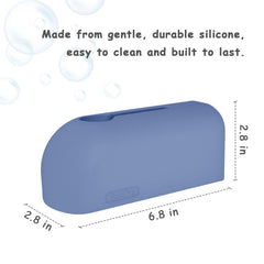 Roslim silicone faucet protector on bath edge offers durable, easy-to-clean protection.