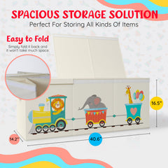Rossoff animal train design toy box showcases beige fabric and kid-friendly storage for rooms