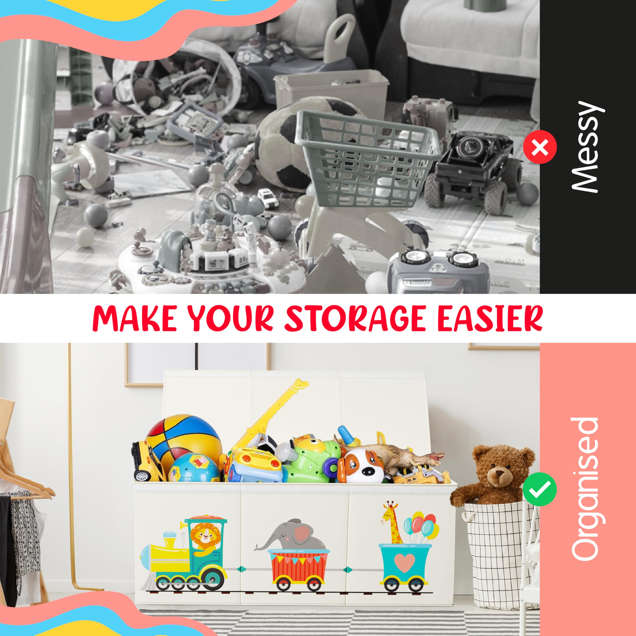 Rossoff odorless non-toxic fabric ensures safe, easy-to-clean storage after playtime
