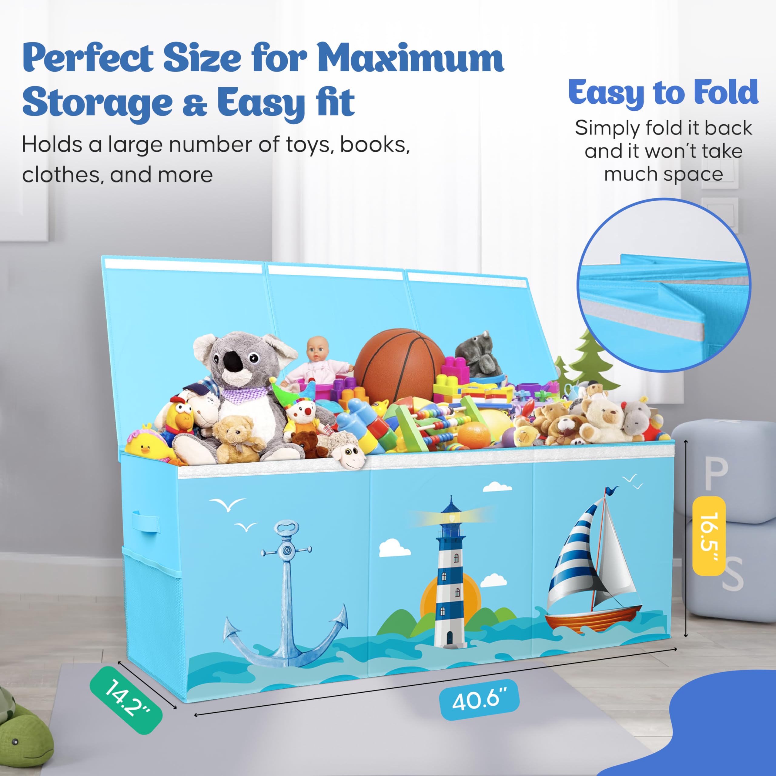 Rossoff spacious 150L capacity toy storage for toys and books.