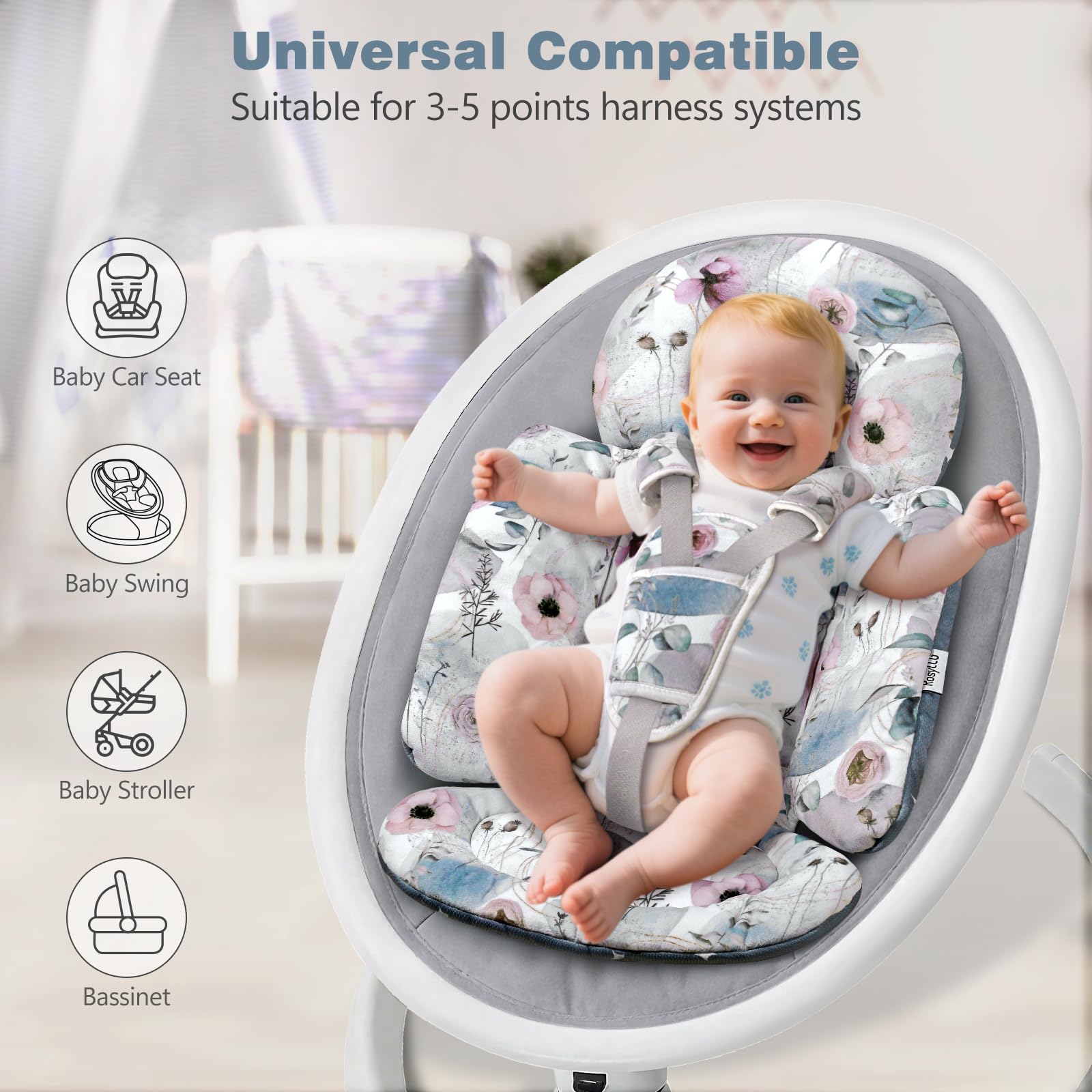 RosyLCG Upgraded Infant Car Seat Insert all-season design delivers year-round comfort