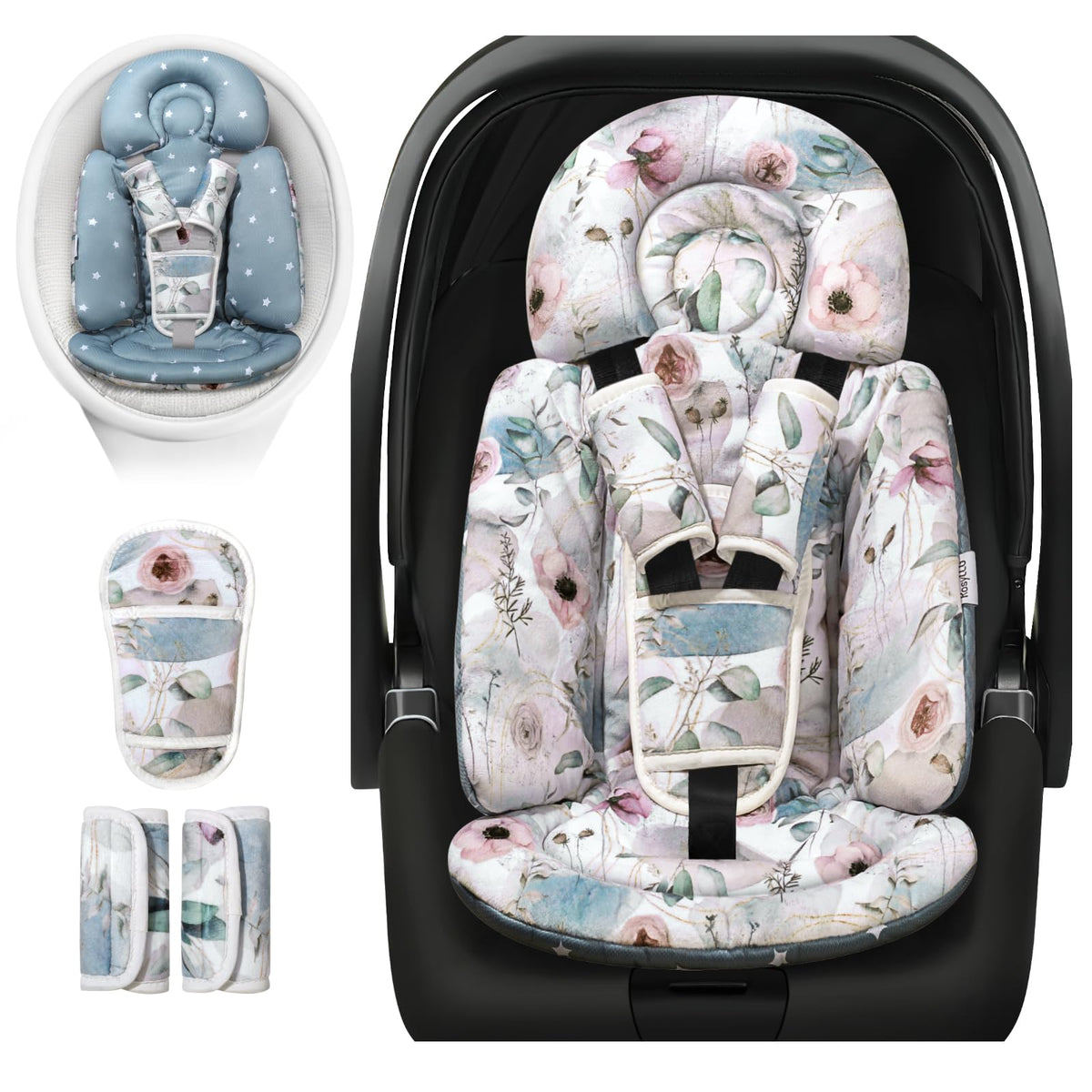 RosyLCG Upgraded Infant Car Seat Insert head support provides snug comfort on car trips