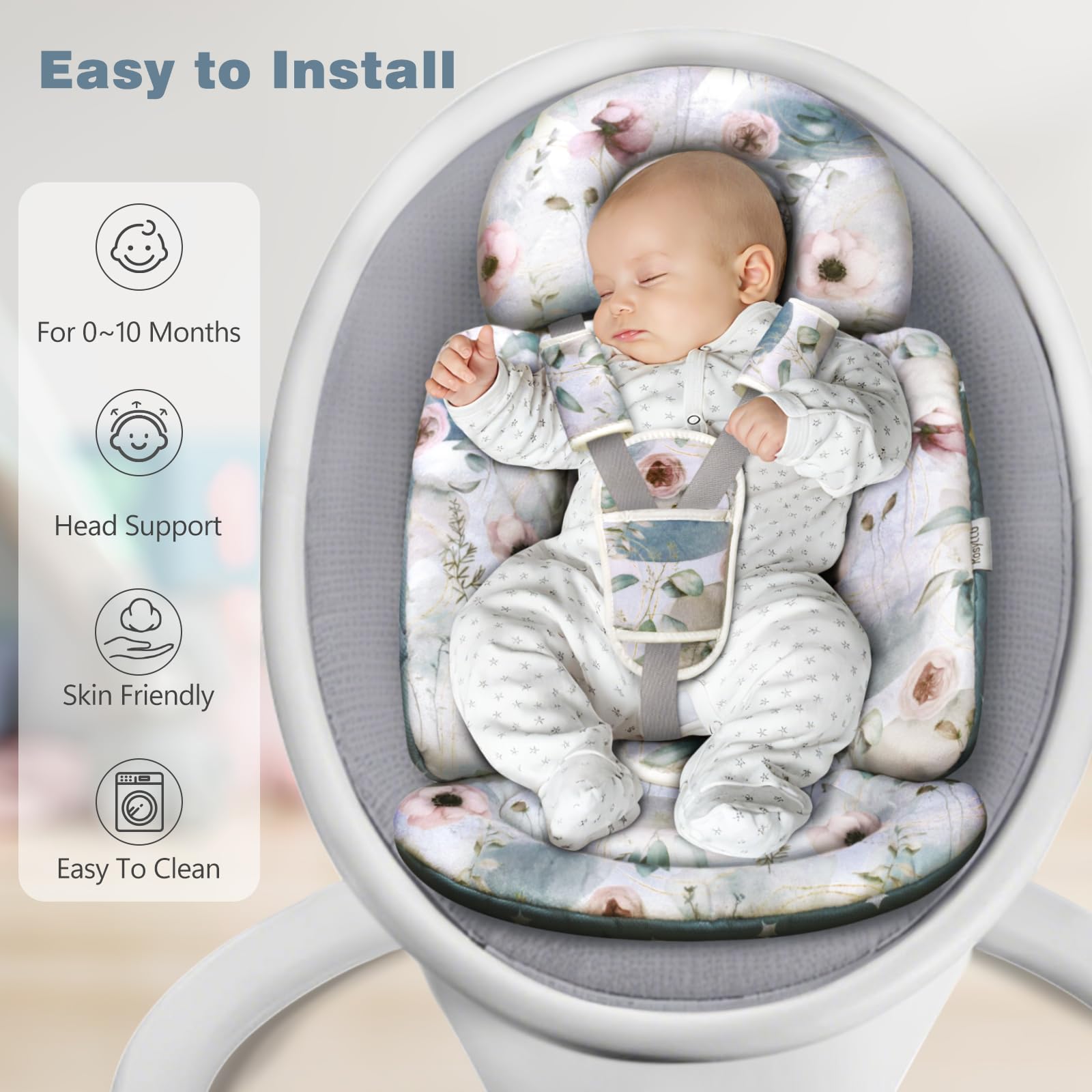 RosyLCG Upgraded Infant Car Seat Insert preemie-to-10mo compatibility supports newborns