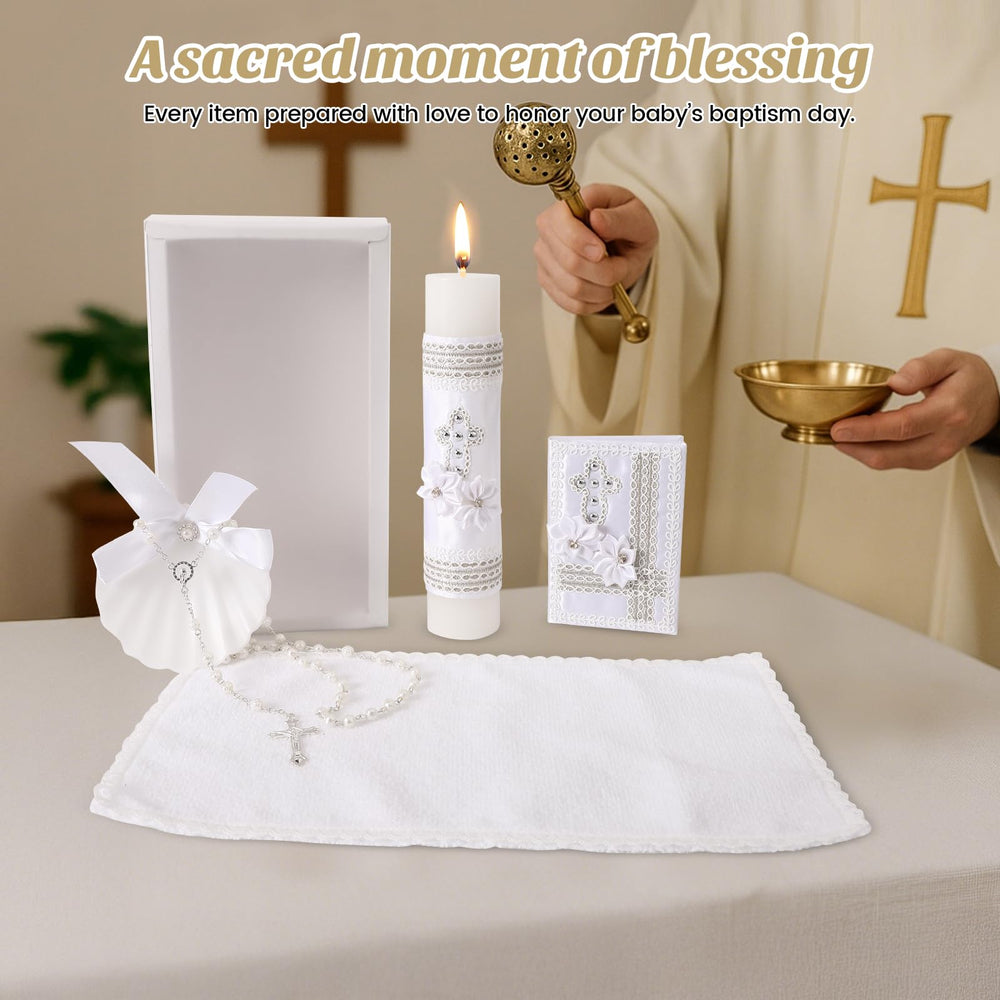 Rotel baptism rosary white beads ideal for prayerful ceremony moments