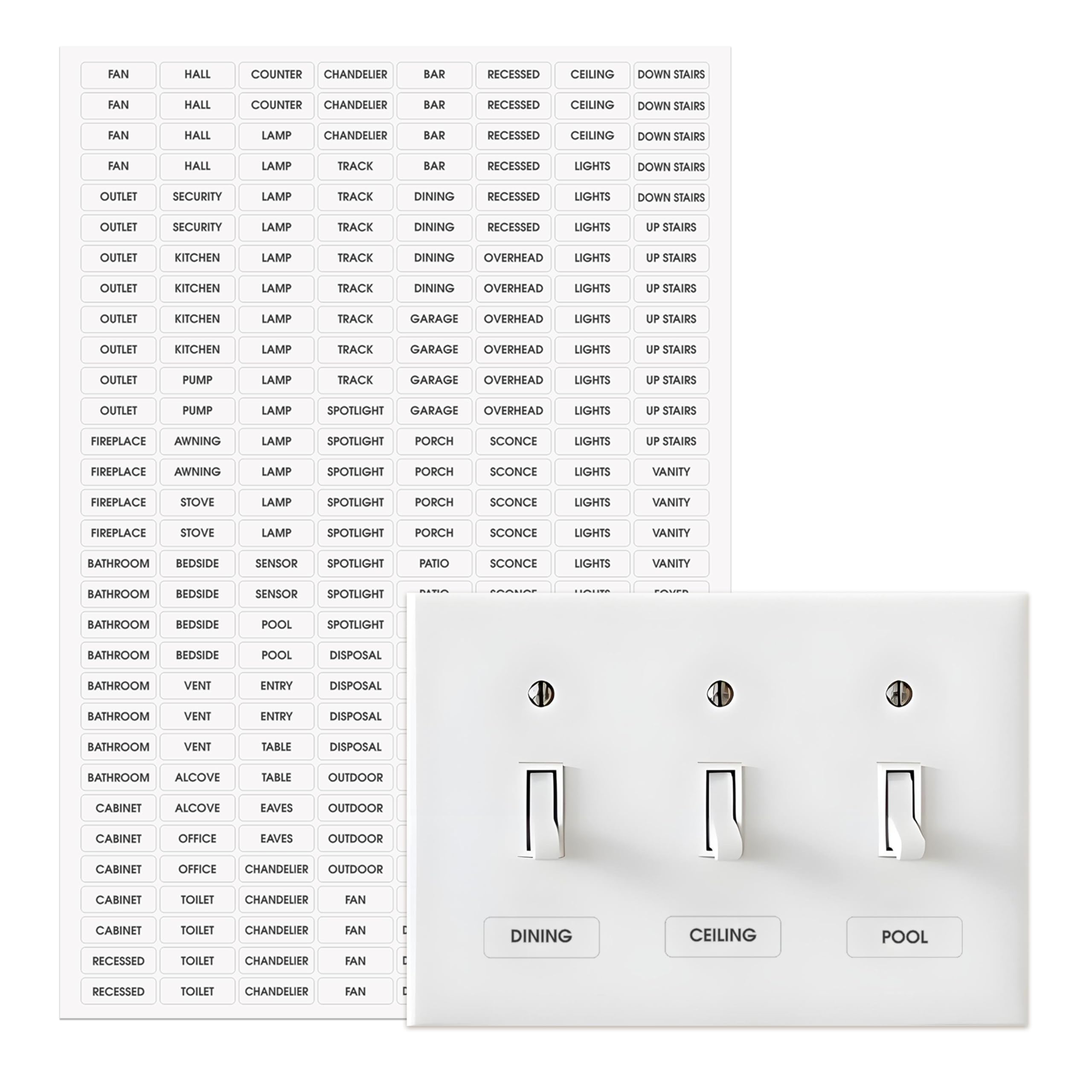 Rousrie switch sticker set 356 pieces for quick labeling and organized spaces.