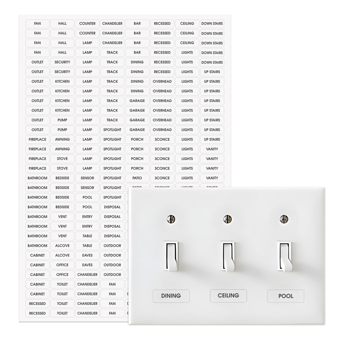 Rousrie switch sticker set 356 pieces for quick labeling and organized spaces.