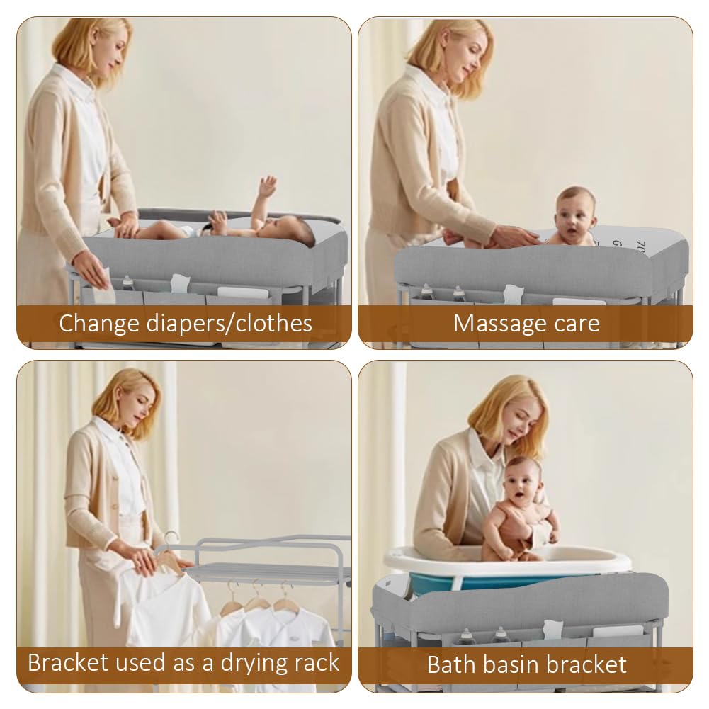 ROUTTOON diaper station folded storage showcasing space-saving portability.