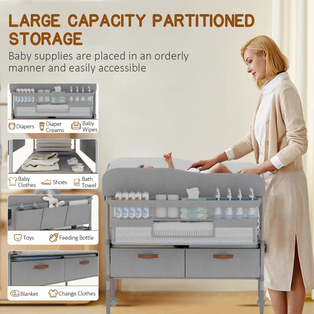 ROUTTOON diaper station storage drawers illustrating organized baby essentials.