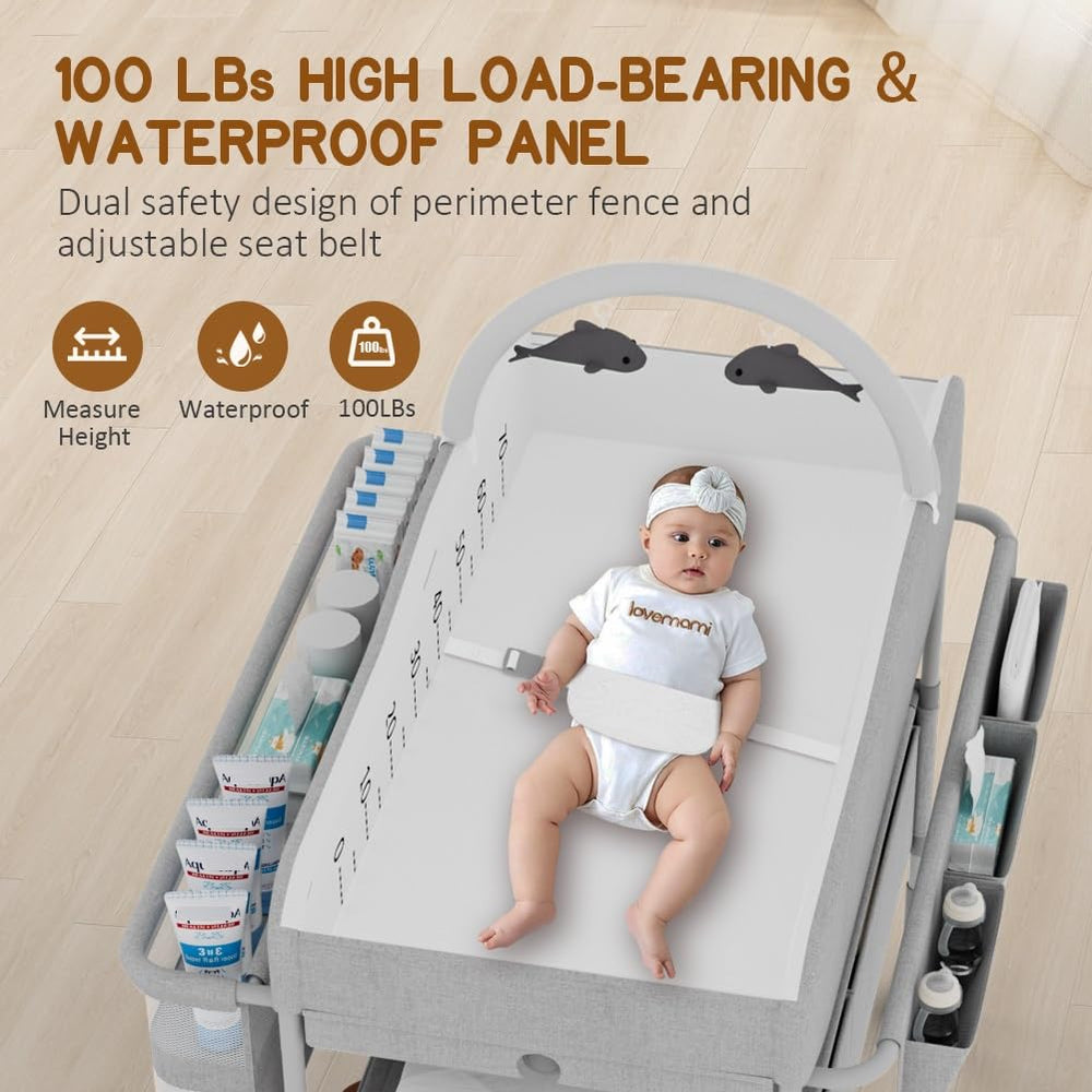 ROUTTOON diaper station waterproof top for quick cleanups after changes.