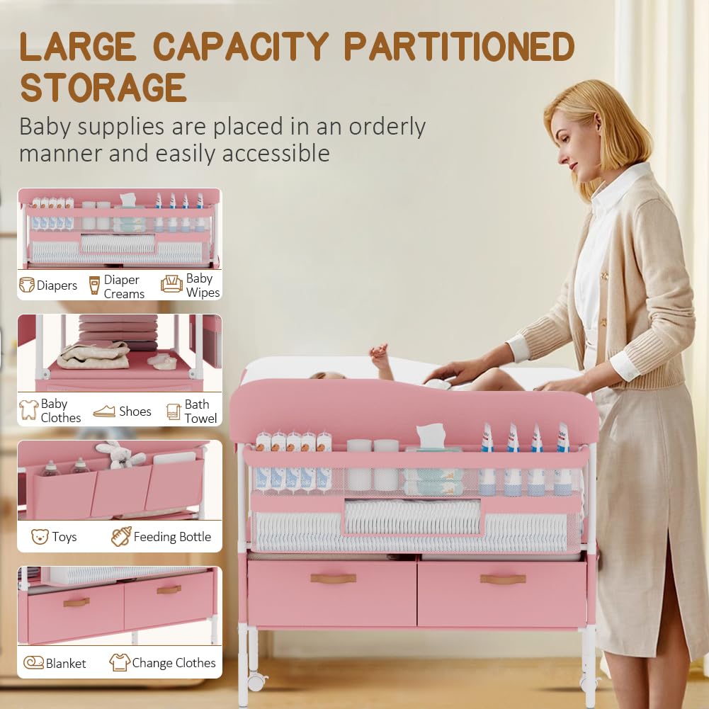 ROUTTOON changing-station wheels with locking enable room-to-room mobility