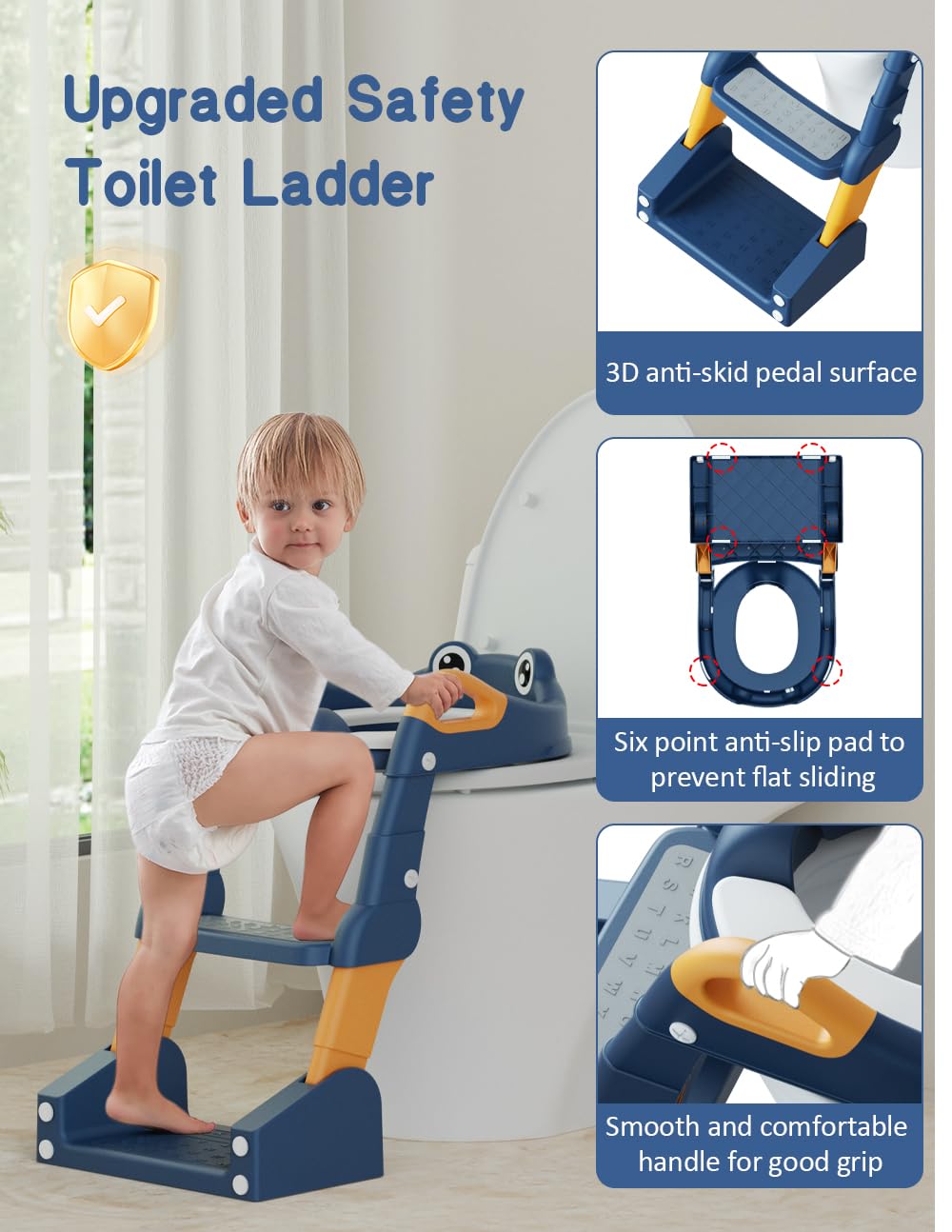 ROUTTOON potty training seat anti-slip pads provide stable placement on toilets