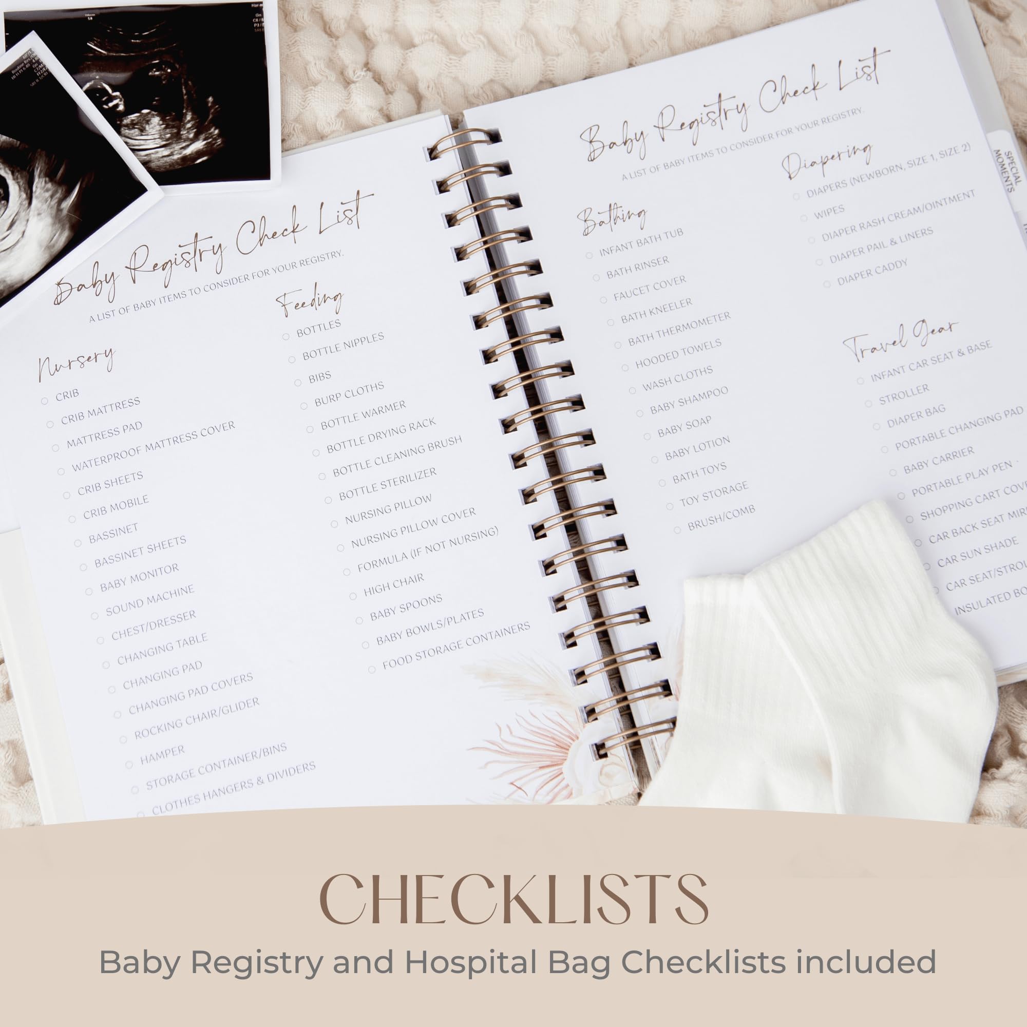 Roux & Lou Keepsake Journal 8 tab dividers—easy organization of pregnancy milestones.