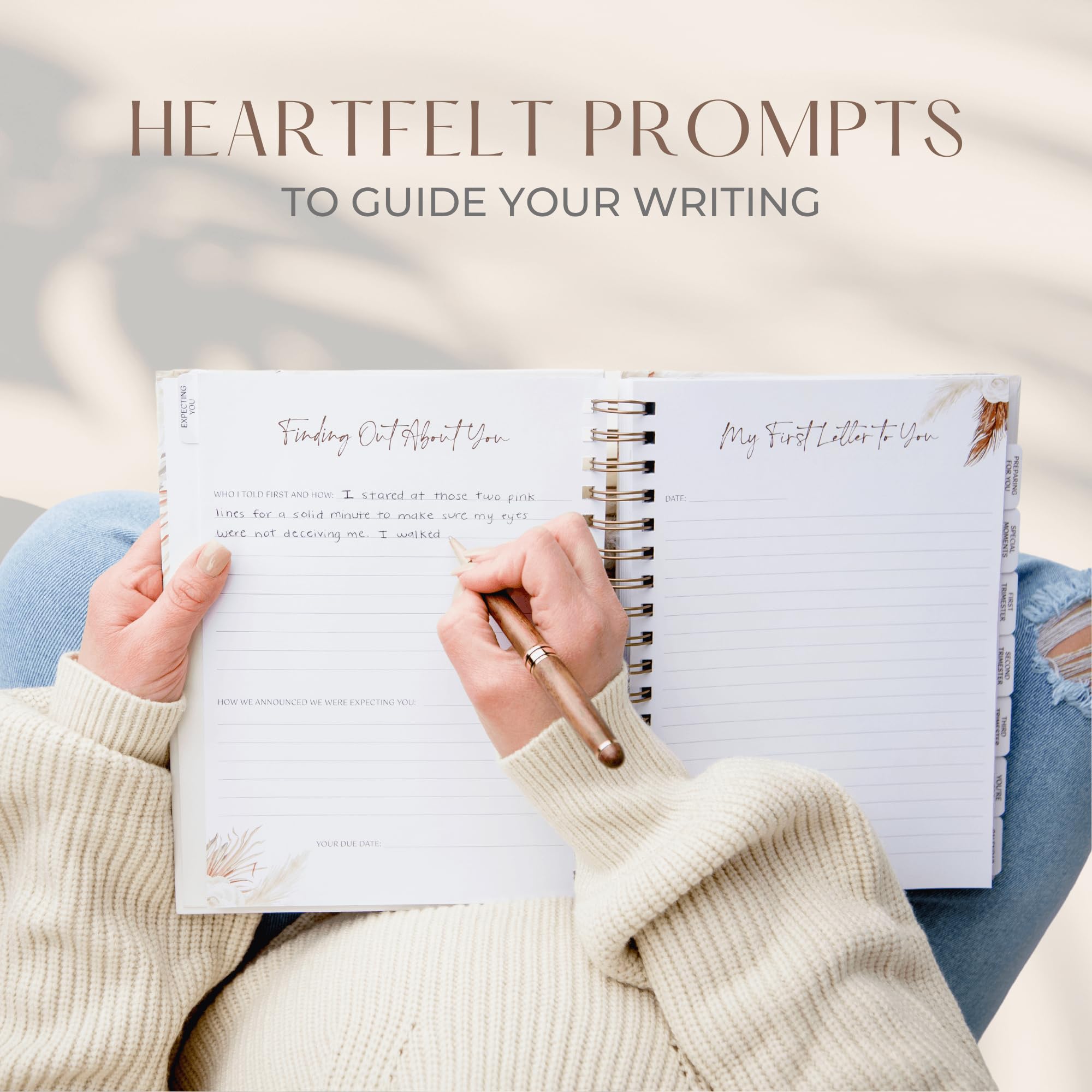 Roux & Lou Keepsake Journal weeks 4-40 layout—guided planning throughout pregnancy.