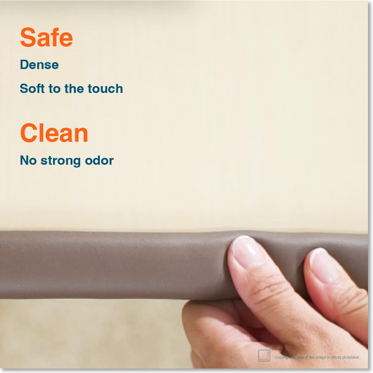 Dense 3M tape-backed edge protector adhesion for secure mounting.