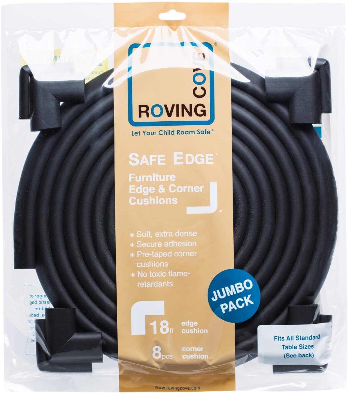 Roving Cove adhesive tape 36-feet secures durable installation.