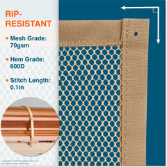 Roving Cove almond brown safety net mesh close-up highlighting heavy-duty fabric.