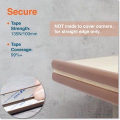 Roving Cove coffee brown edge protector installed on a desk edge for safer surfaces.