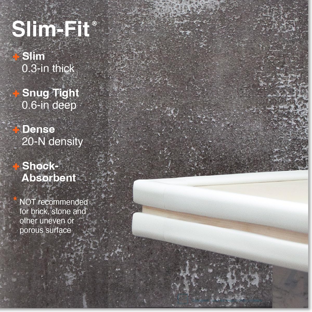 Roving Cove edge guard with 3M adhesive demonstrates secure attachment to furniture