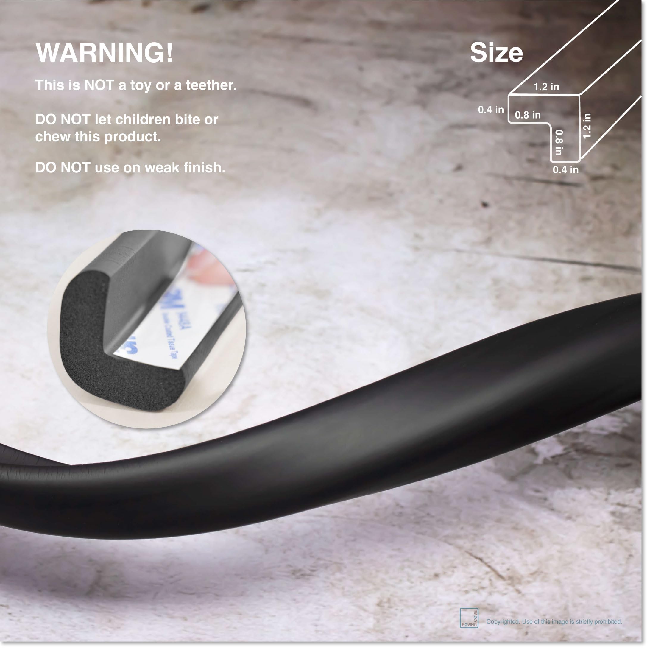 Roving Cove HeftyFit protecting fireplace and desk edges with padding
