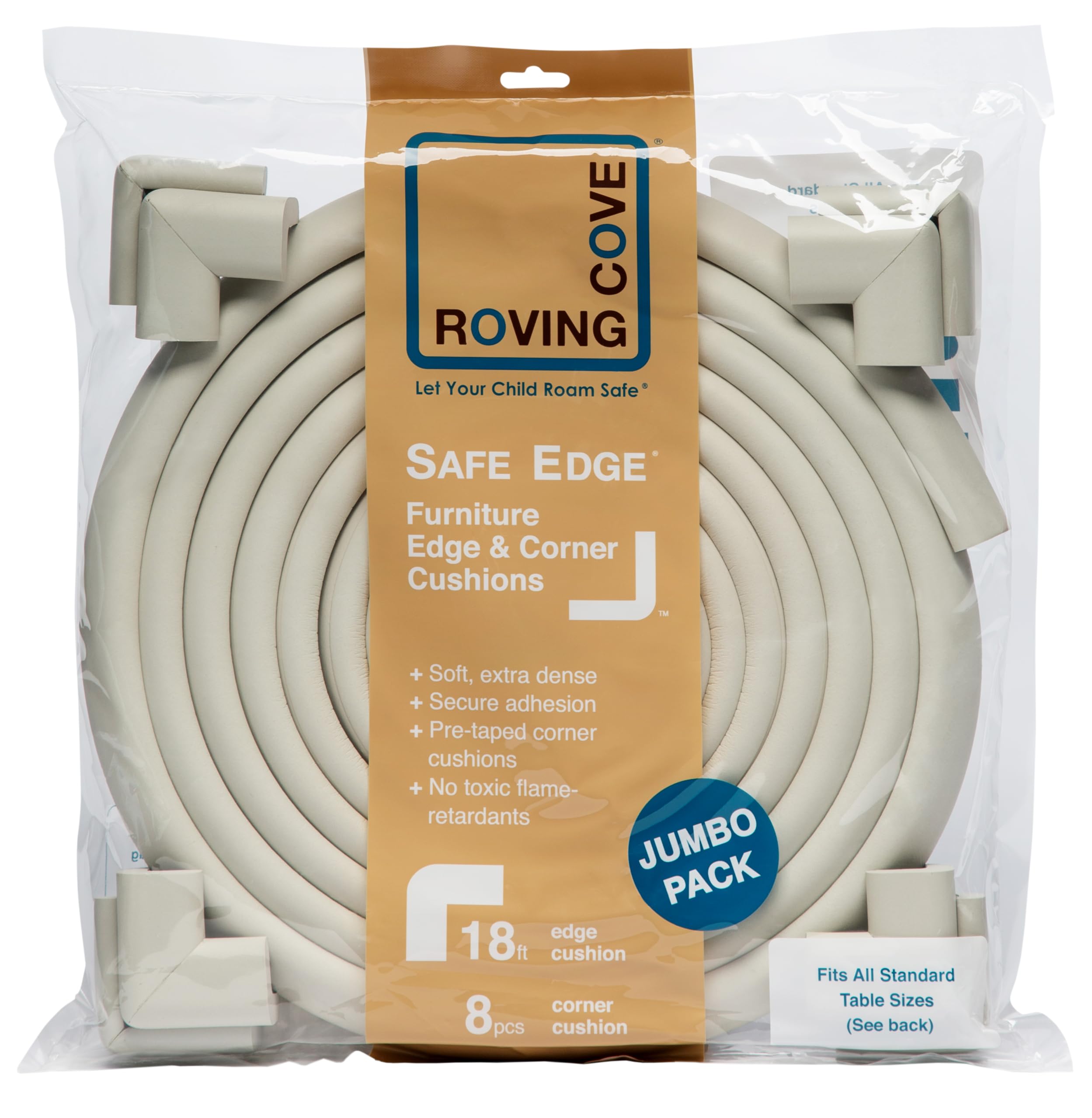 Roving Cove heavy-duty bumper protecting kids and pets from sharp edges.
