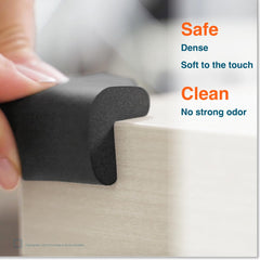 Roving Cove HeftyFit corner protector in Onyx Black blending with dark furniture and protecting kids