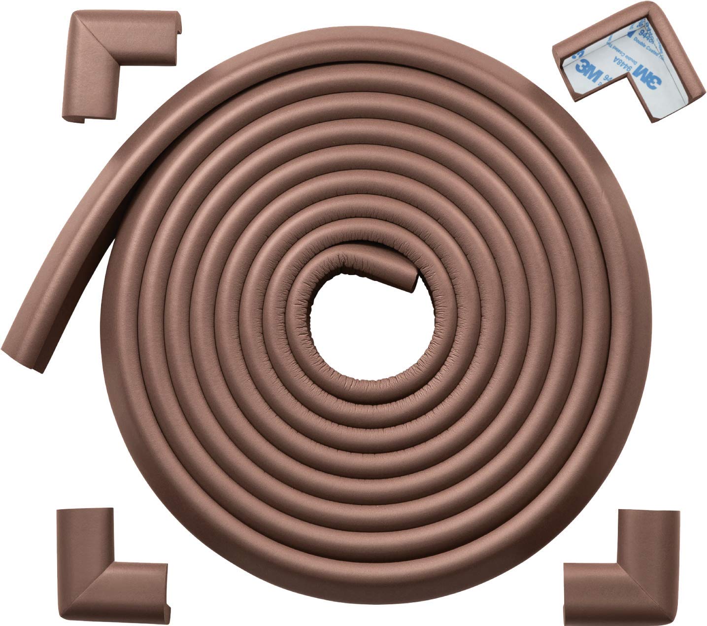 Roving Cove HeftyFit edge protector in coffee brown guards furniture corners securely