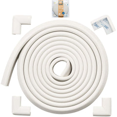 Roving Cove HeftyFit edge protector on a table edge cushions toddler bumps