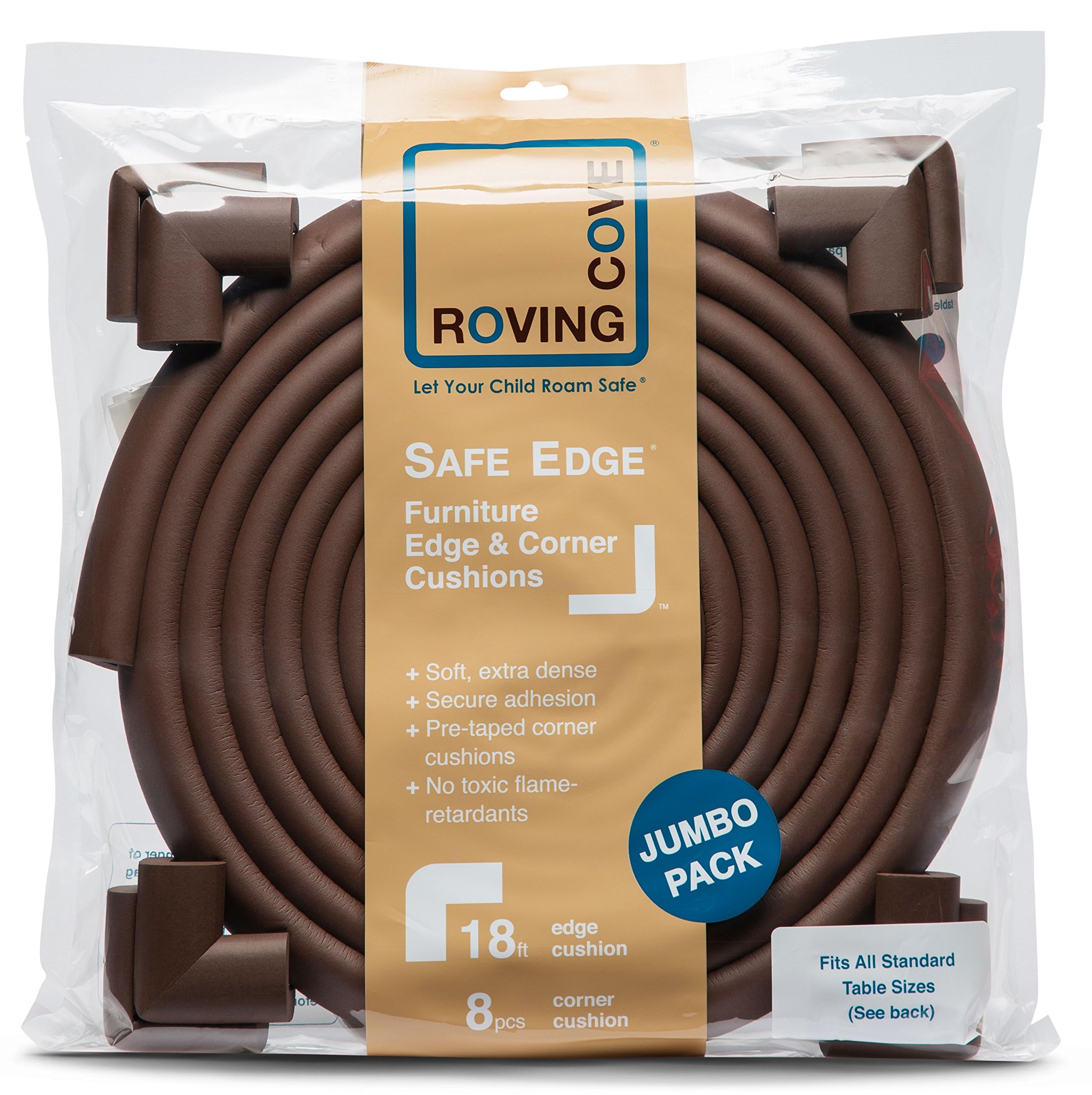 Roving Cove HeftyFit coffee brown bumper guard enhances room safety