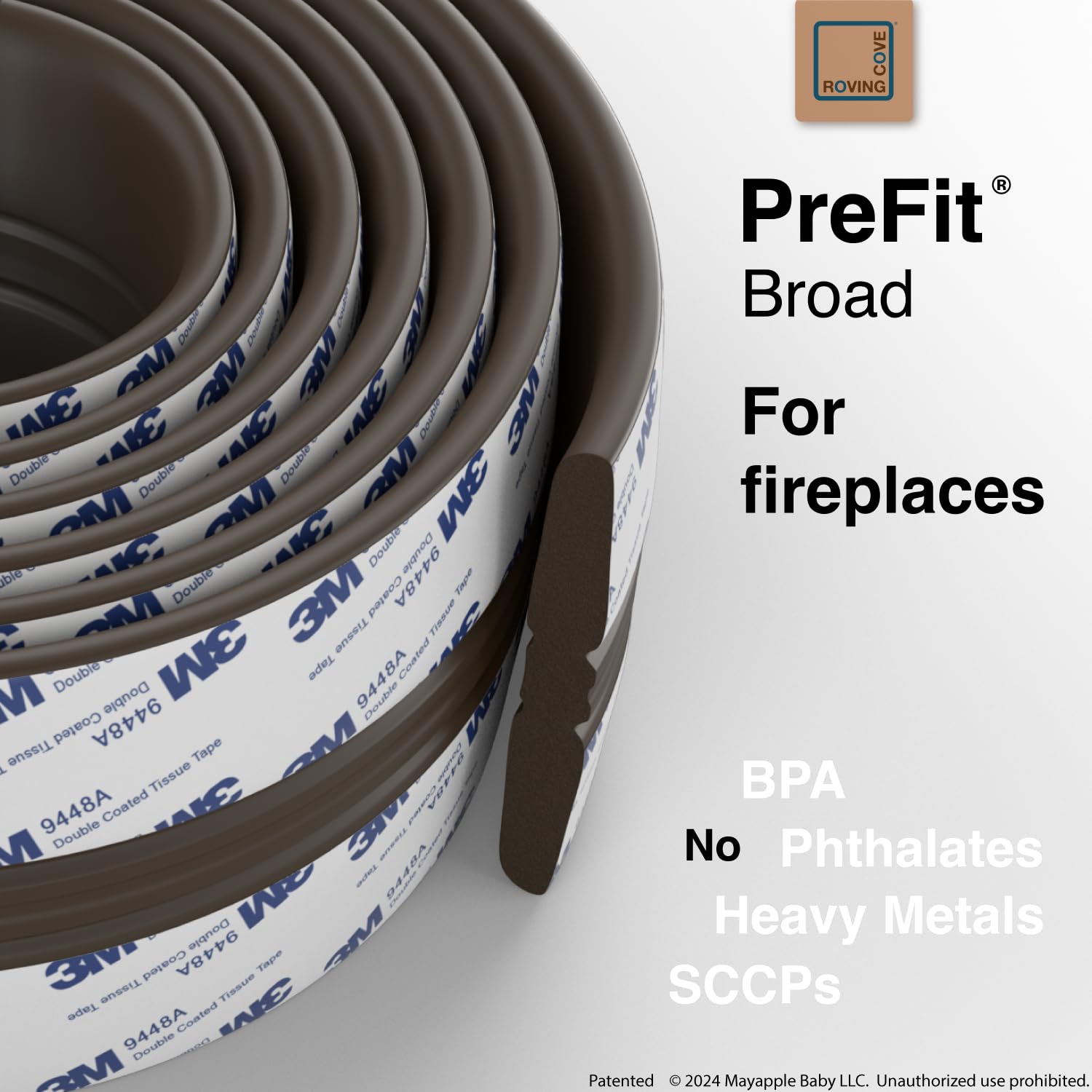 Roving Cove PreFit broad edge protector shows 9ft coverage along wide straight edges.