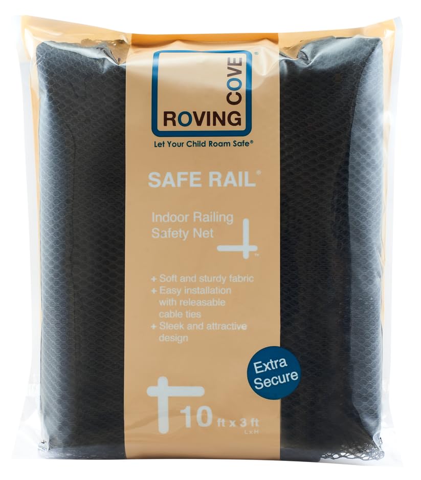 Roving Cove baby-proofing net guarding stairs and balcony for added peace of mind.