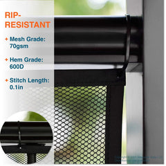 Roving Cove mesh-guard visible through soft mesh for unobtrusive safety on balconies.