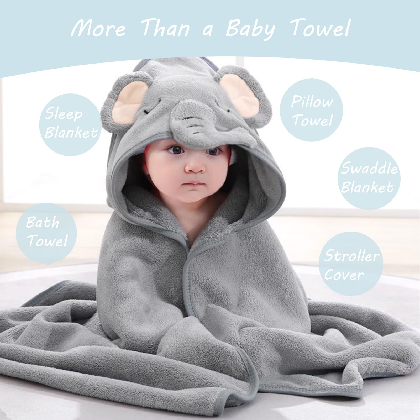 ROXANEPIG hooded towel with dog hood keeps baby warm after bath.