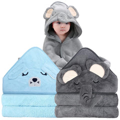 ROXANEPIG 2-pack hooded towel with elephant hood for quick bath drying.