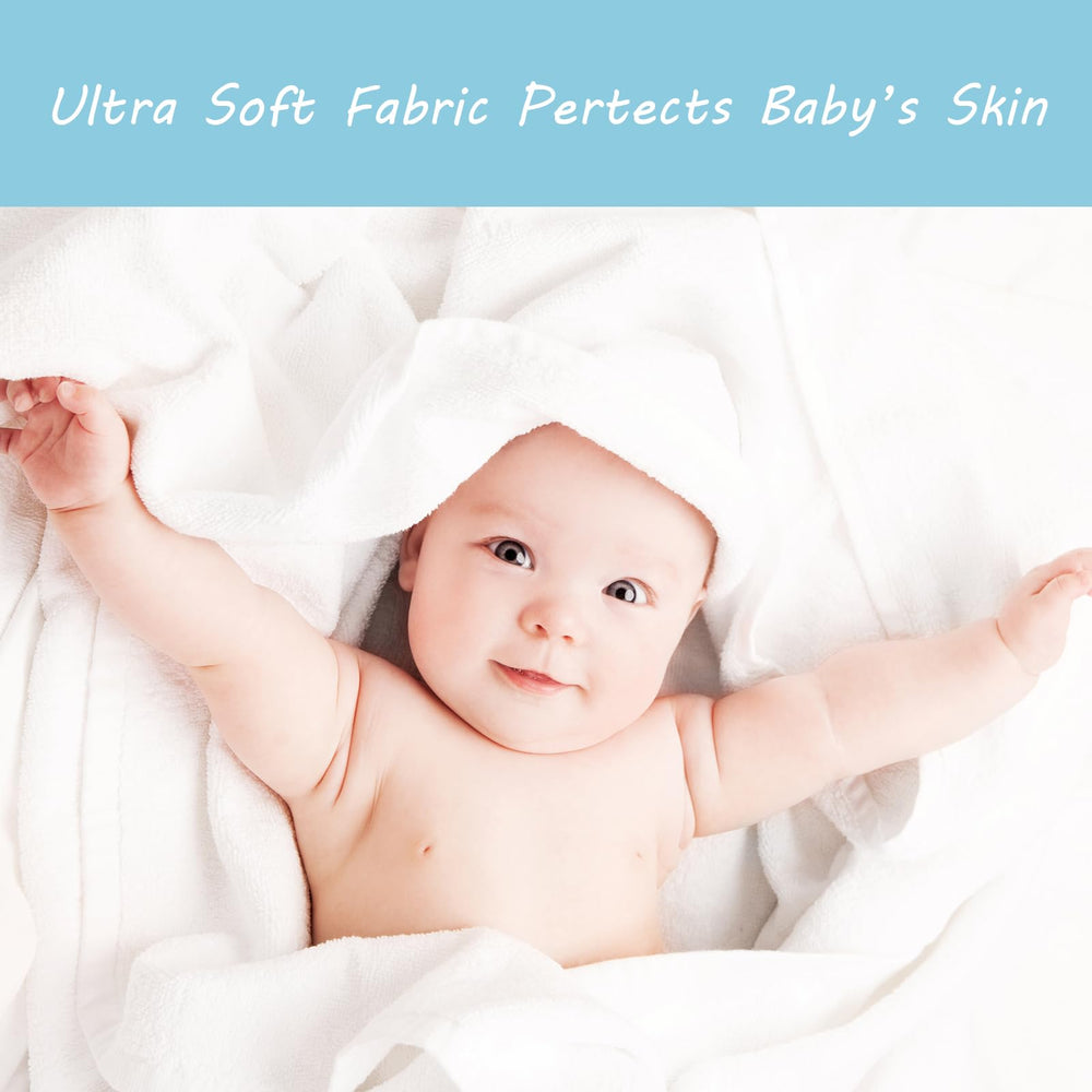 ROXANEPIG baby towel in use - dries hair and wraps gently after bath.