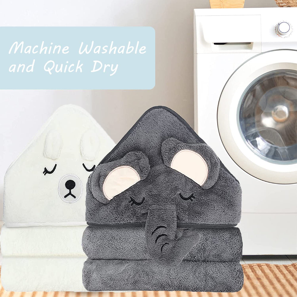 ROXANEPIG elephant bear hooded towel growth-use scene shows durable, long-lasting toddler coverage