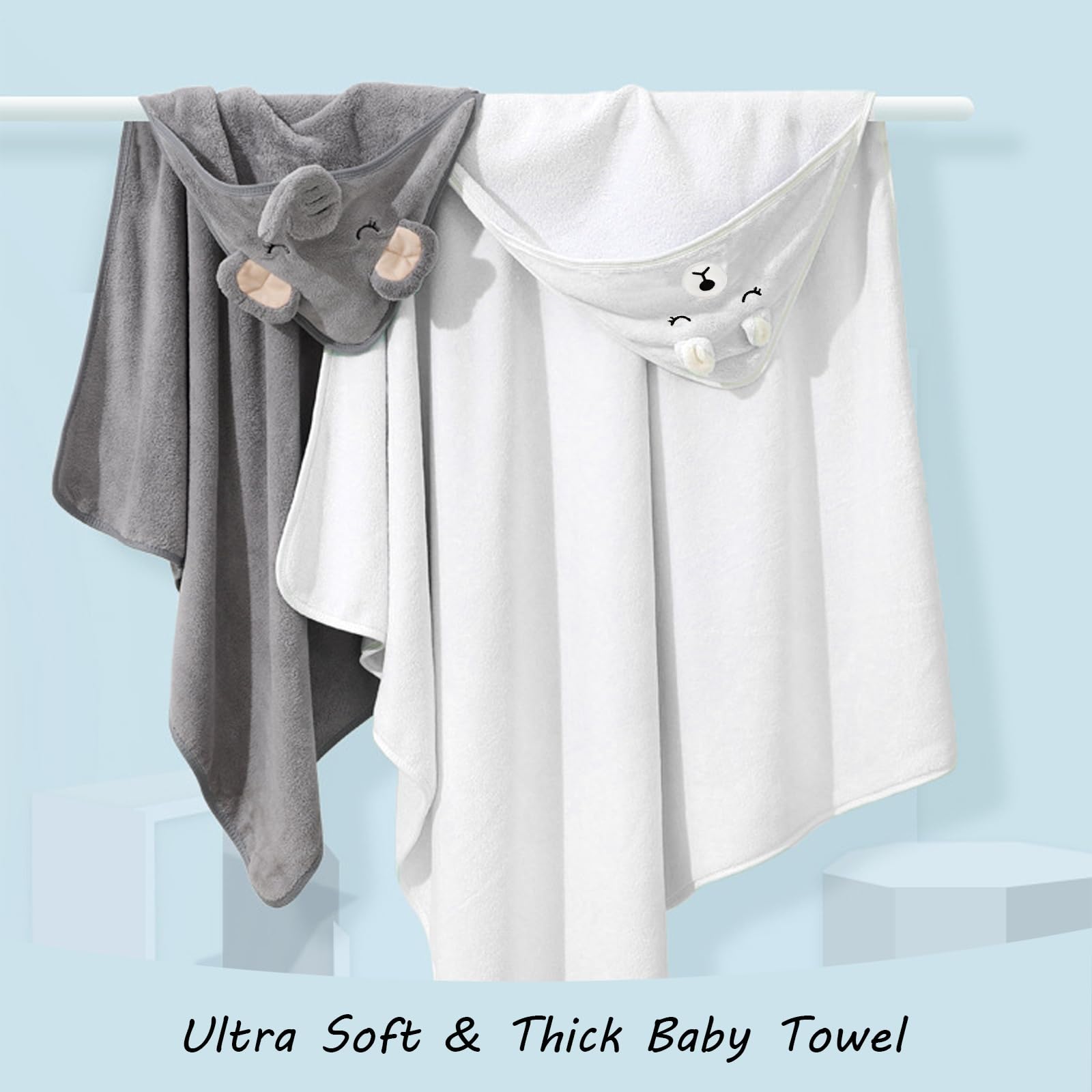 ROXANEPIG hooded baby towel elephant face; cute design keeps baby warm