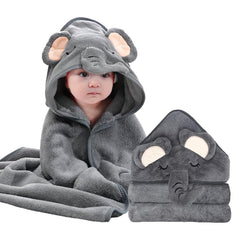 ROXANEPIG hooded baby towel elephant hood; dries hair quickly after bath