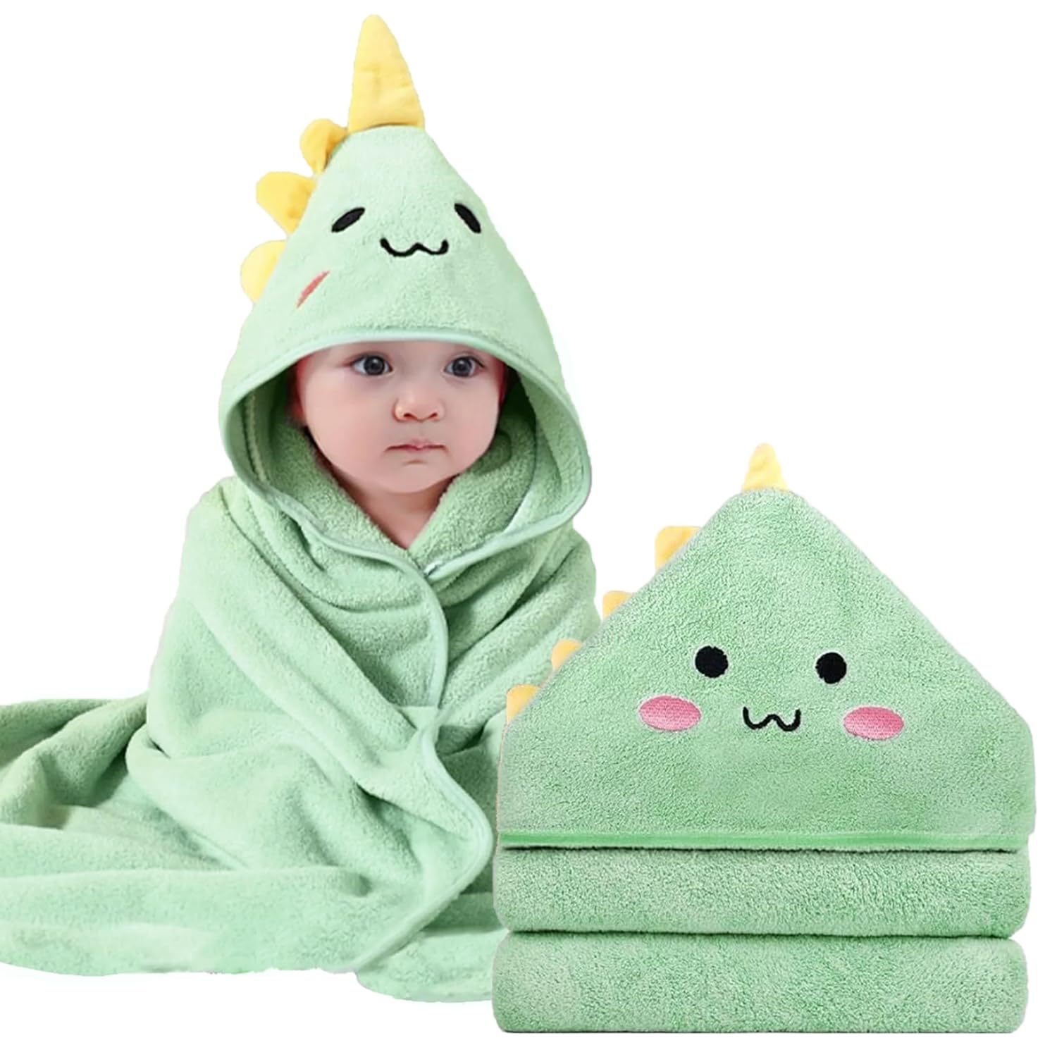ROXANEPIG hooded baby towel green animal hood keeping baby warm after bath