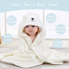 ROXANEPIG hooded baby towel wrap-on-baby shows snug post-bath warmth.