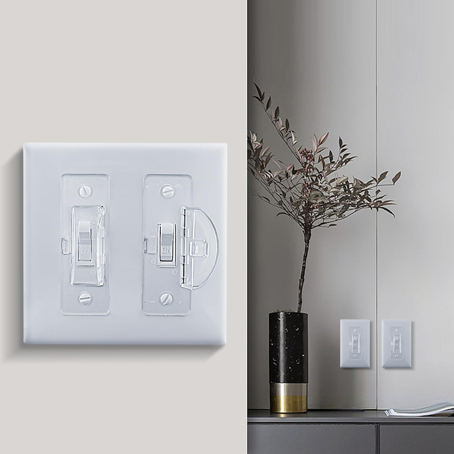 Roxiuc clear switch cover installation shows screws and mounting steps