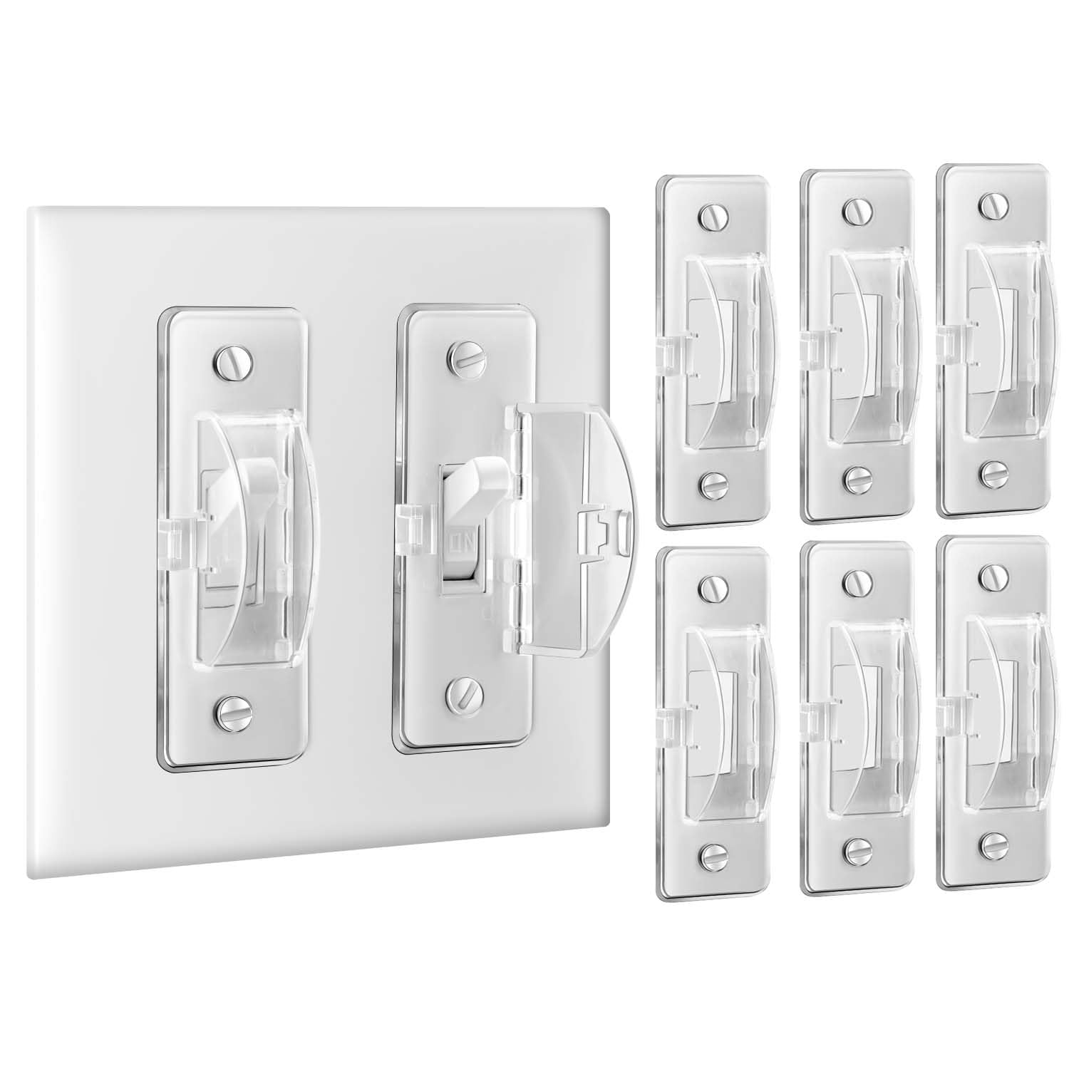 Roxiuc clear switch cover packaging shows included screws for easy installation