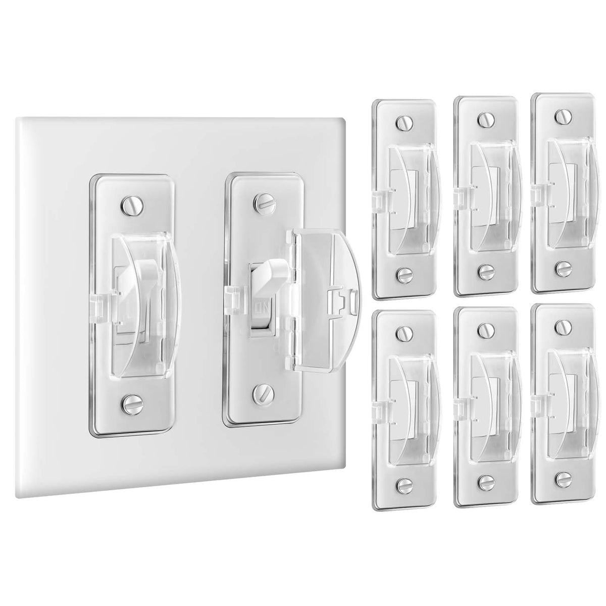 Roxiuc clear switch cover packaging shows included screws for easy installation