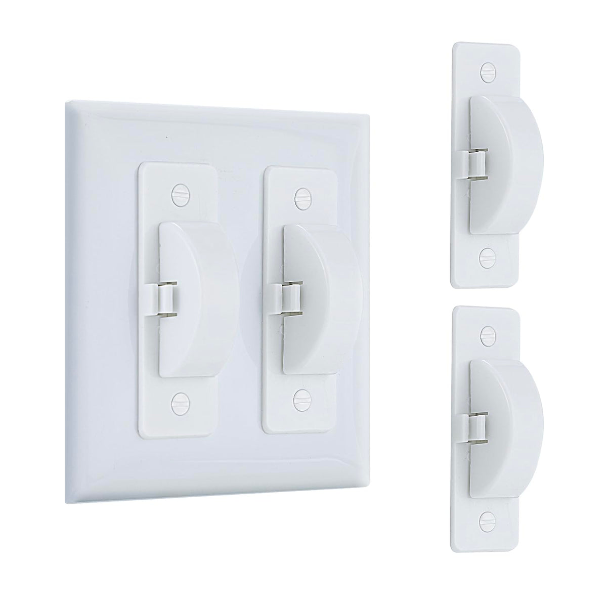 Roxiuc Switch Cover Guard pair in white provides discreet child safety protection.