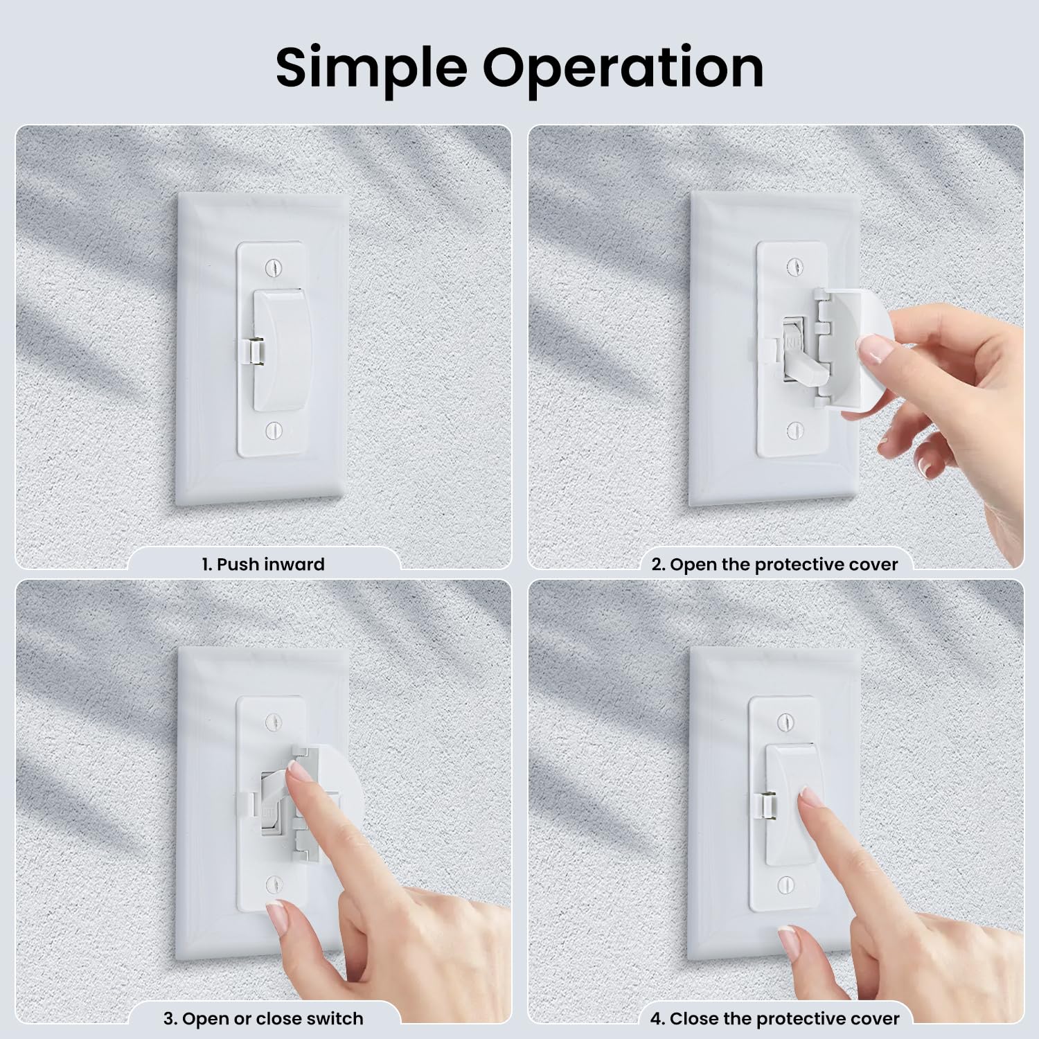 Roxiuc Switch Cover Guard installed on wall switch for discreet protection.